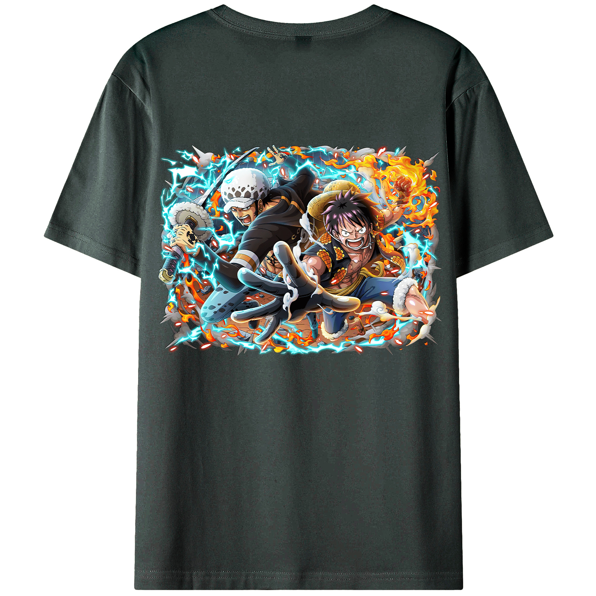 ワンピース モンキー・D・ルフィ ONE PIECE Monkey D. Luffy 綿100％ メンズ半袖Tシャツ（バックプリント） 通気性